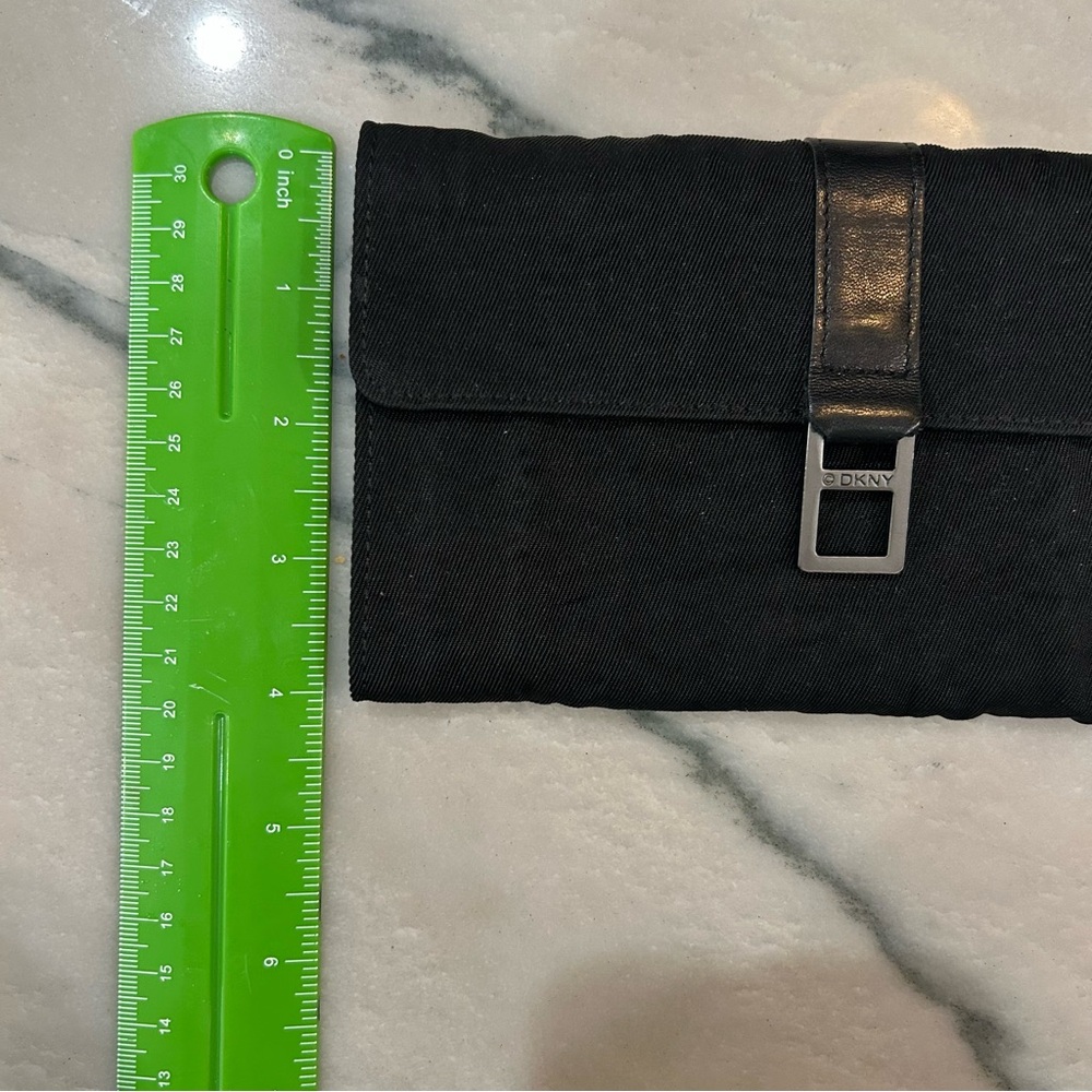 DKNY Black Twill & Leather Vintage Wallet Clutch – Y2K Era - Picture 12 of 12